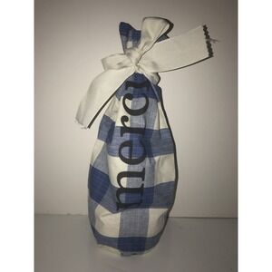 French France Blue Gingham Merci Thank You Paris Wine Champagne PLAID Bag A36